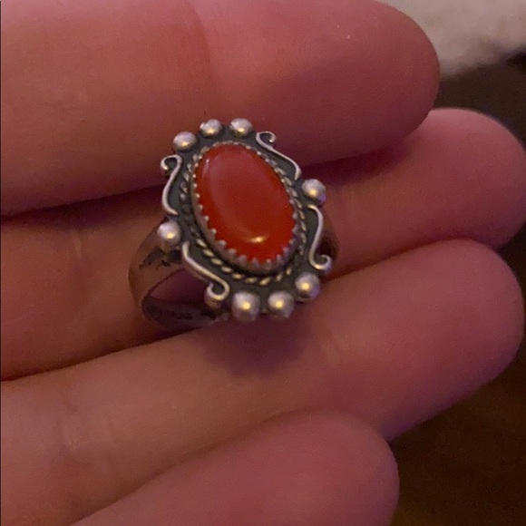 925 Sterling silver vintage ring carnelian - Picture 7 of 9